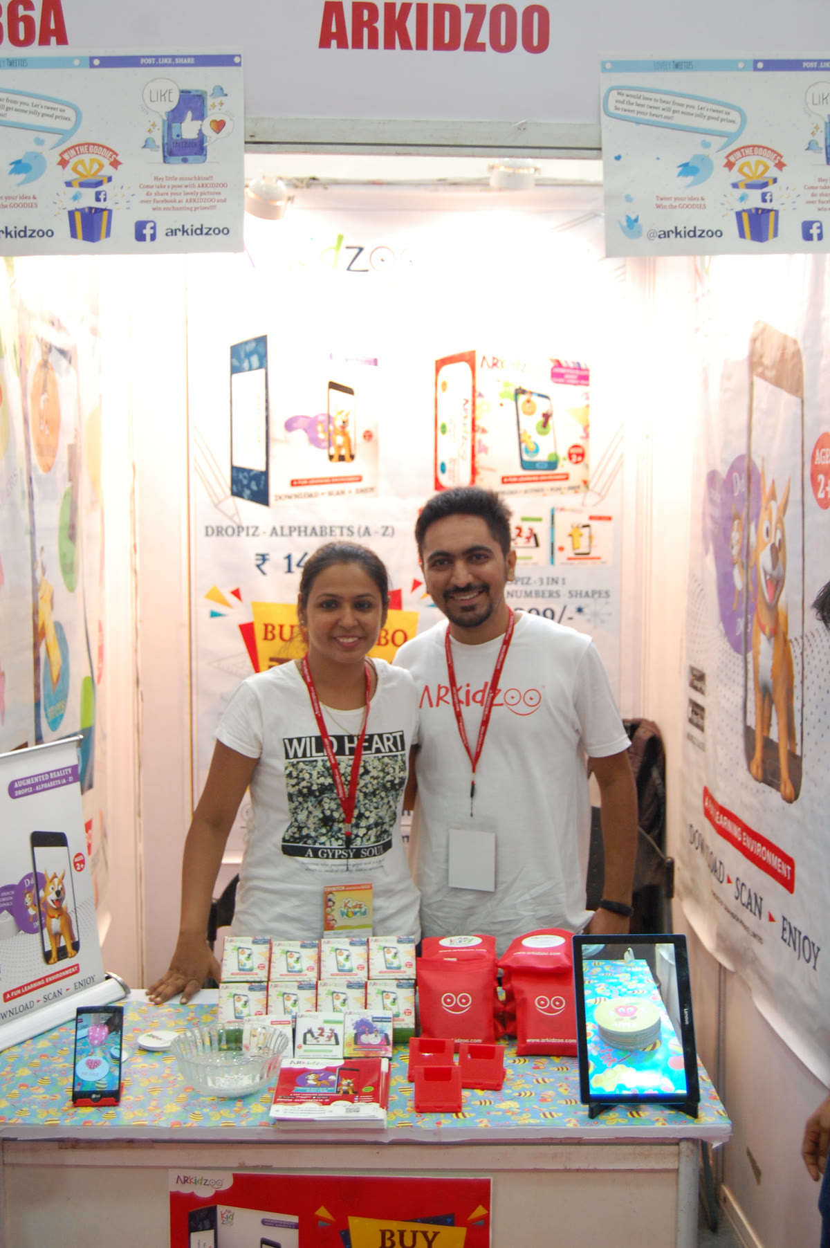 ARKidzoo founders Dharmesh and Kajal Gohil at their early product booth